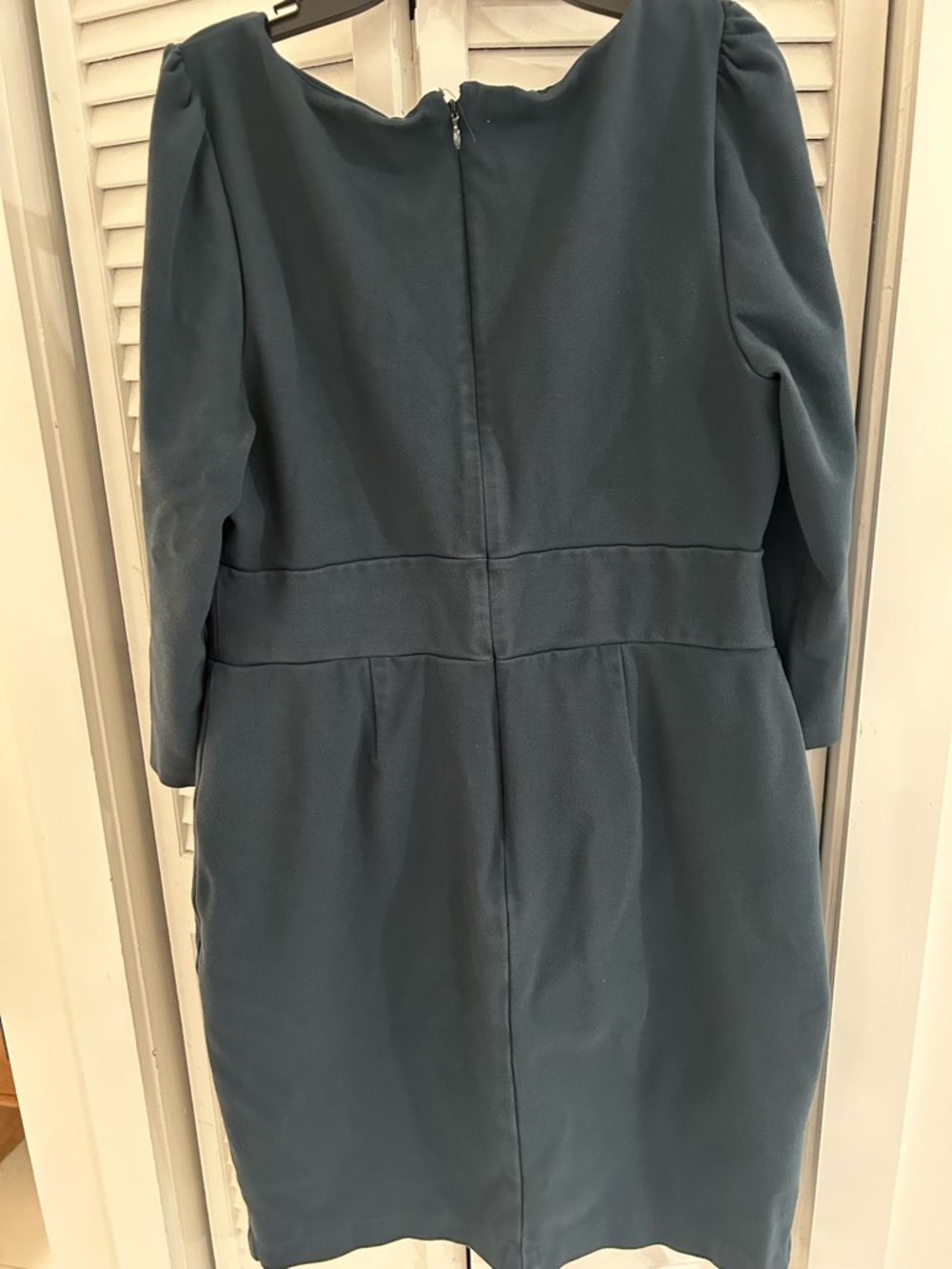 Ann Taylor Deep Teal Scoop-Neck Midi Sheath Dress - Picture 4 of 5